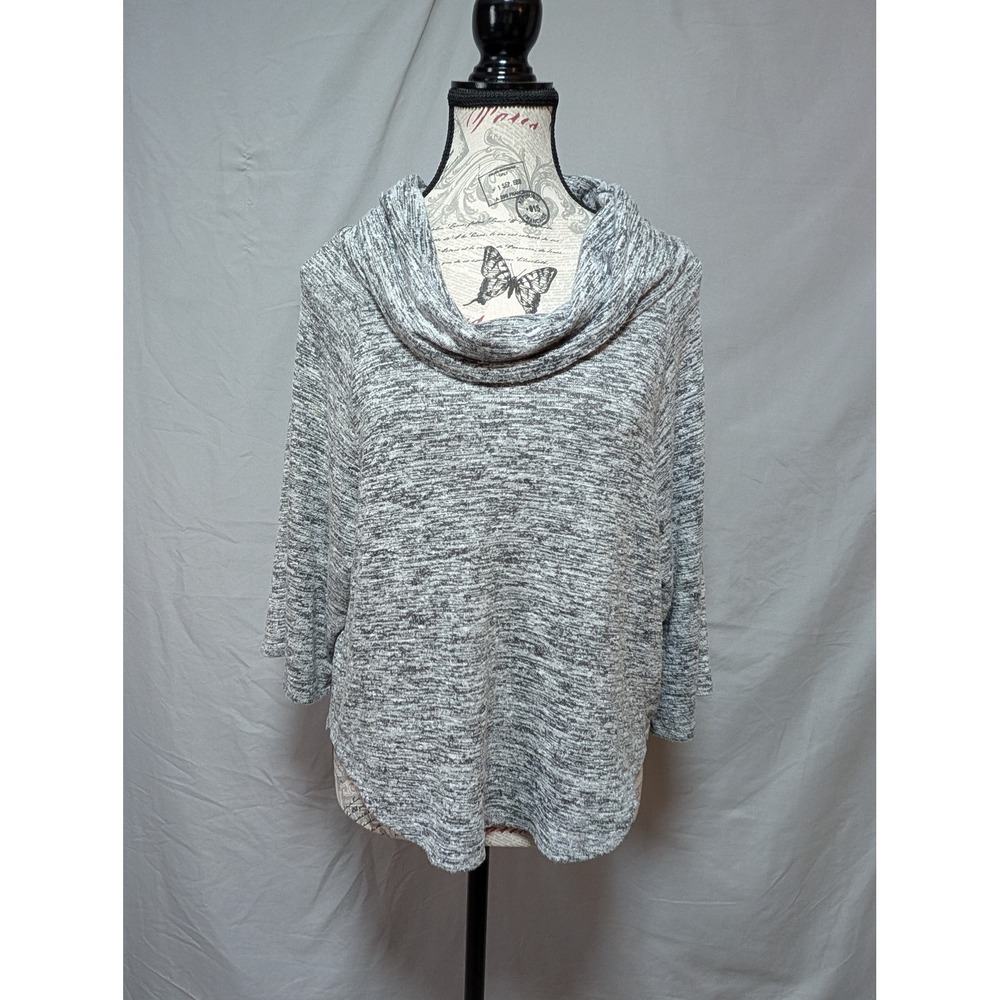 Philosophy Gray Marled Cowl Neck 3/4 Sleeve Cropped Knit Sweater Women's XS
